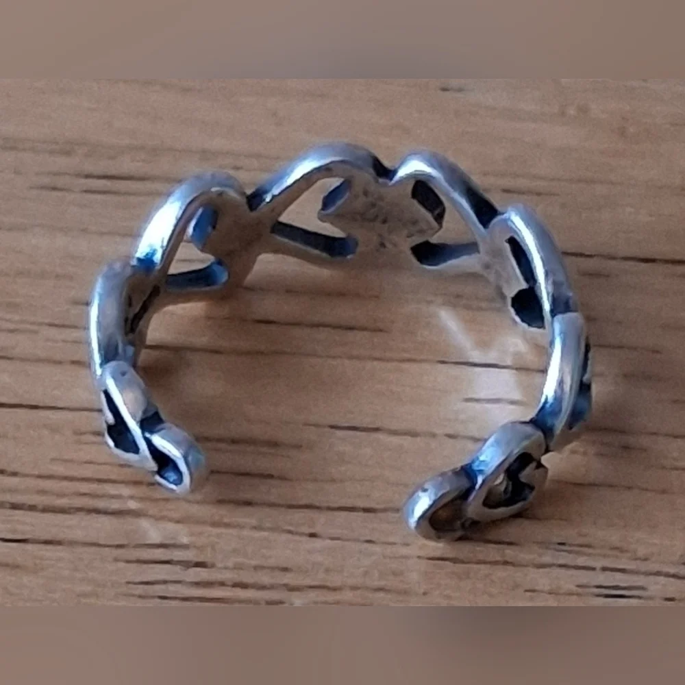 EUC Vintage Silpada Sterling Silver 925 Heart Adjustable Beach Ring Jewelry